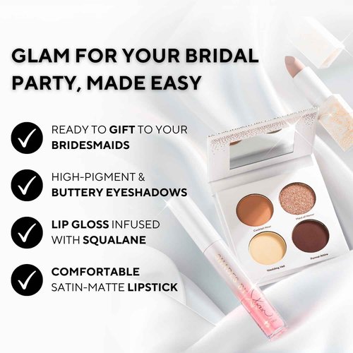 Shades by Shan - The Bridesmaid Set - Natural Glam Bridesmaid Makeup Kit | Long-Lasting, Flawless Look for Wedding Guests – Makeup Set with Eyeshadow, Lipstick & Lip Gloss