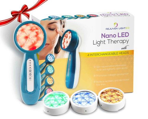 Rejuven 4-in-1 LED Light Therapy for Face Handheld LED Light Therapy Facial Massager Anti-Aging Wrinkle Reduction Device