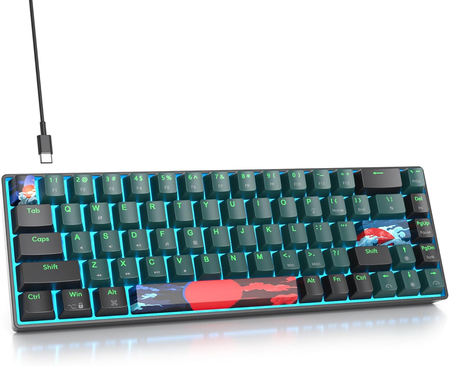 60 Percent Gaming Keyboard 61 Keys Wired Mechanical Keyboard Ultra Compact Key Board Red Switch LED Backlit for Windows Laptop Gamer
