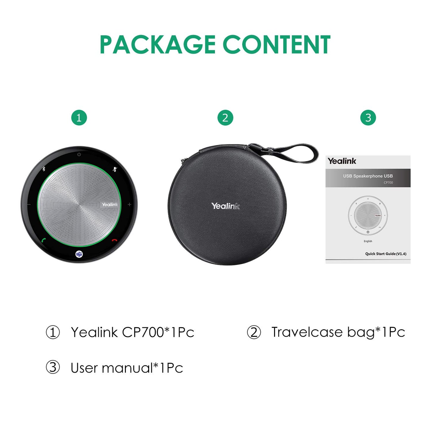 Yealink Bluetooth Speakerphone Conference Microphone Teams Certified CP700 USB Full Duplex Noise Reduction Algorithm Home Office 360° Voice Pickup (Package Without dongle)