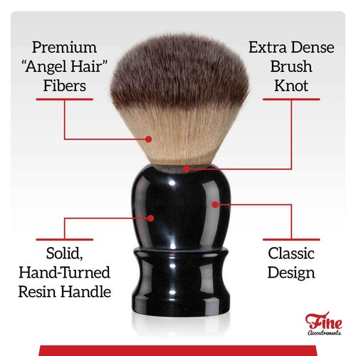 Mr. Fine Better Than Badger Shaving Brush, Ultra-Soft Synthetic Angel Hair Bristles for Men’s Wet Shaving, Easy Lather & Smooth Glide, Ergonomic Handle, White