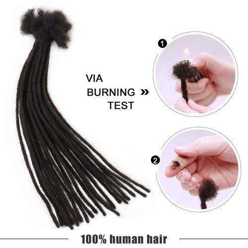 WacanDan 0.2cm Thickness 100% Human Hair Dreadlock Extensions for Men/Women 10 Inch 30 Strands Full Handmade Can be Dyed and Bleached Permanent Loc Extensions Human Hair Natural Black