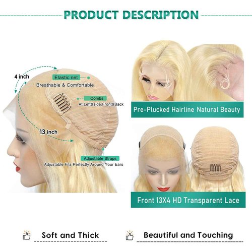 Alimoonbeam 613 Lace Front Wig Human Hair 13x4 Body Wave Blonde Lace Front Wigs Human Hair 180% Density 613 HD Lace Frontal Wig Pre Plucked With Baby Hair 28 Inch