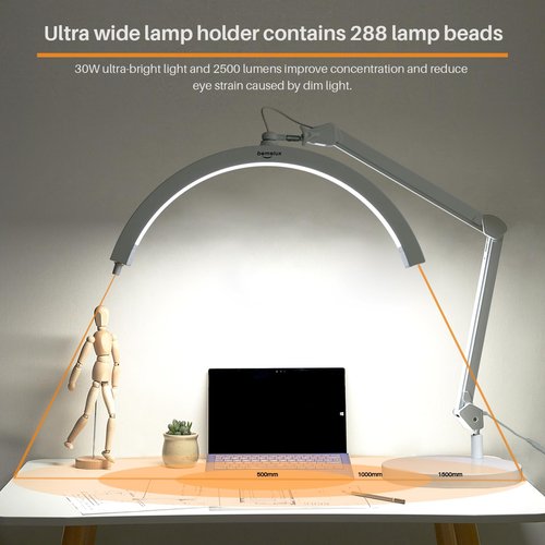 bemelux Desktop Base of LED Half Moon Light for Nail Desk (White)