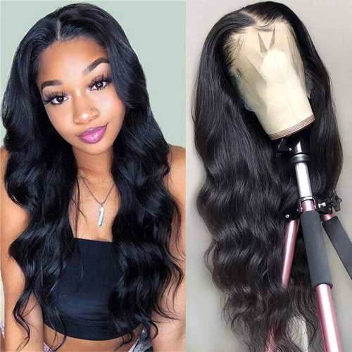Foreverlove HD Lace Front Human Hair Wigs for Black Women 200% Density 13×4 Body Wave Transparent Lace Front Wigs Natural Black Color (22 Inch,Body Wave)