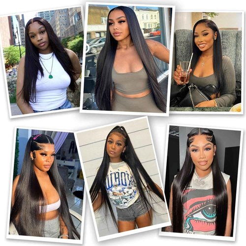 bb face 30 Inch 13x6 Lace Front Wigs Human Hair Pre Plucked 180 Density Straight HD Lace Front Human Hair Wigs for Black Women Glueless 13x6 Lace Frontal Wigs Wet and Wavy