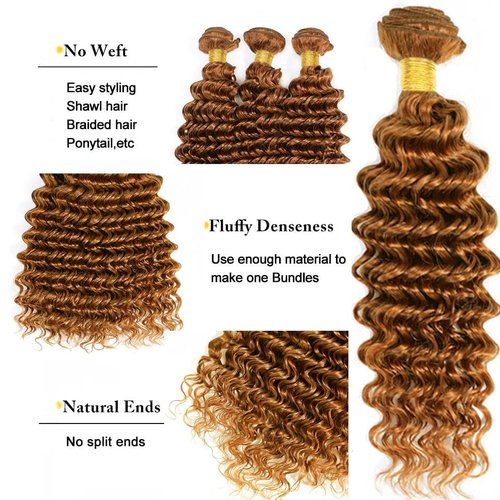 Condescension Human Hair Bundles 20 22 24 Inch Blonde Light Brown Deep Wave Bundles Human Hair Unprocessed Brazilian Virgin Quick Weave Hair for Black Women