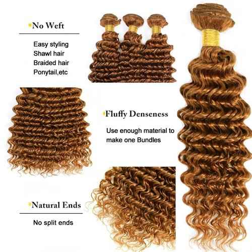 Condescension Human Hair Bundles 18 20 22 Inch Blonde Light Brown Deep Wave Bundles Human Hair Unprocessed Brazilian Virgin Quick Weave Hair for Black Women