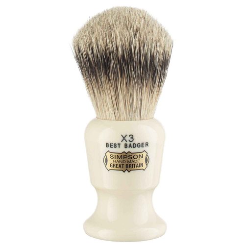 Commodore Best Badger Brush- Simpson Shaving Brushes - Faux Ivory Handle (X3 Best)