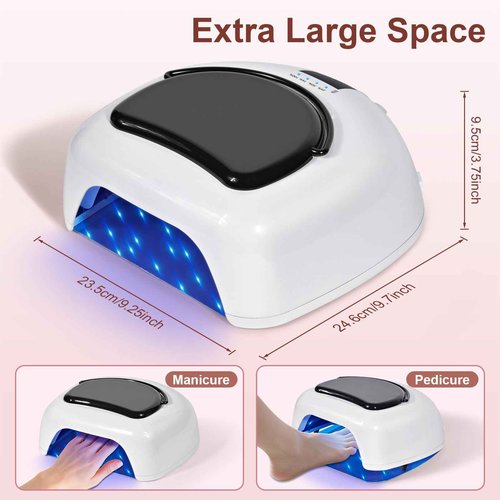 Ludysic Professional Rechargeable 96W UV LED Nail Lamp,Cordless Nail Dryer with 4 Timer Settings,Portable Design & Auto Sensor,Fast Curing Lamp for Salon & Home(White+Black)