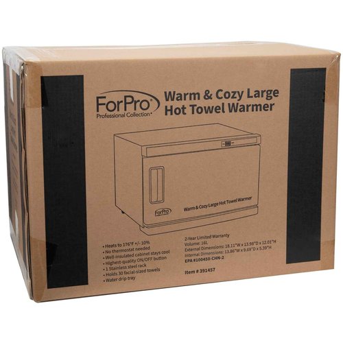 ForPro Warm & Cozy Hot Towel Warmer, Large 16L Capacity Cabinet, Stainless Steel Rack, White