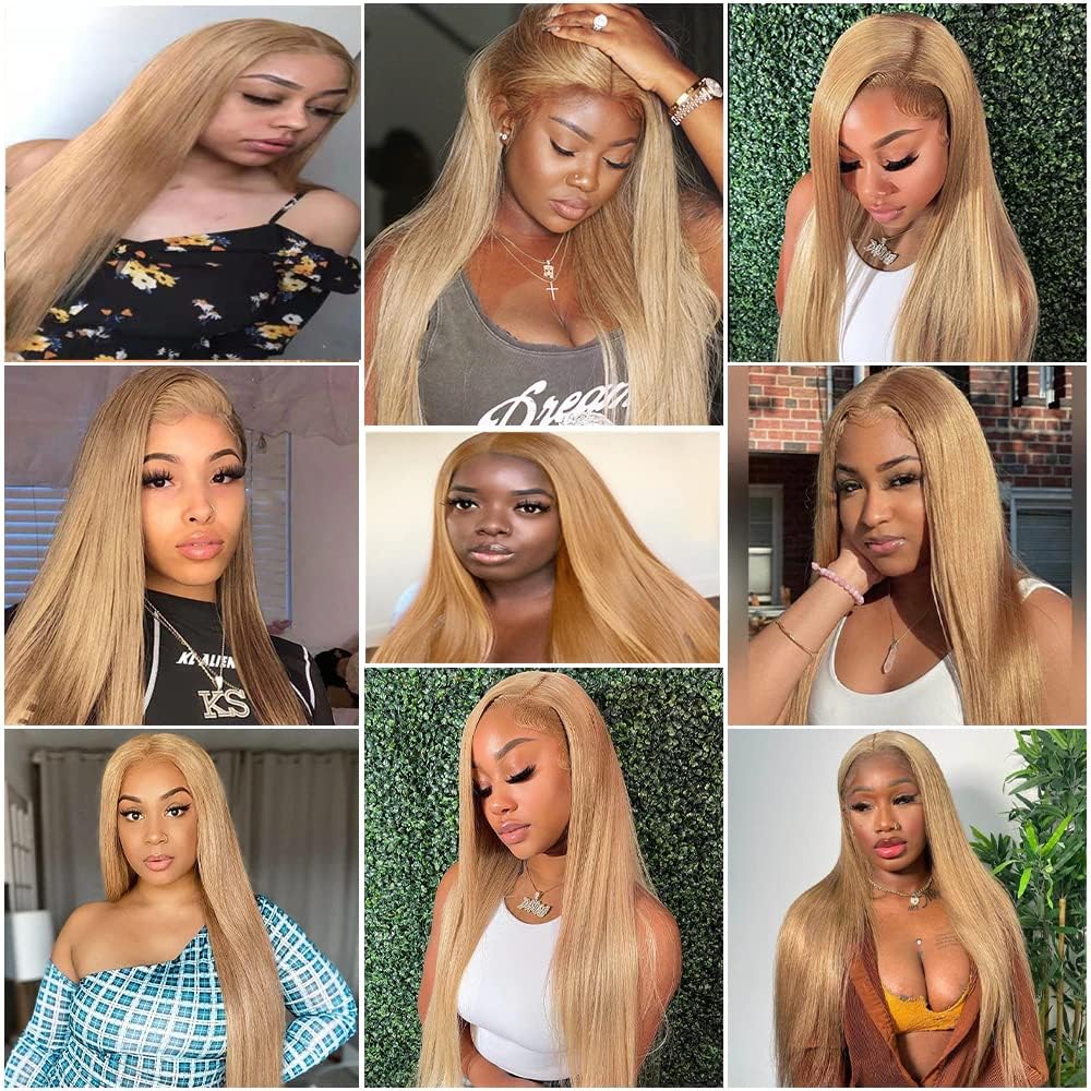 Giginger Brazilian Human Hair Bundles 20 22 24 Inch Honey Brown 27 Color Straight Bundles Human Hair Straight Unprocessed Virgin Quick Weave Hair for Black Women