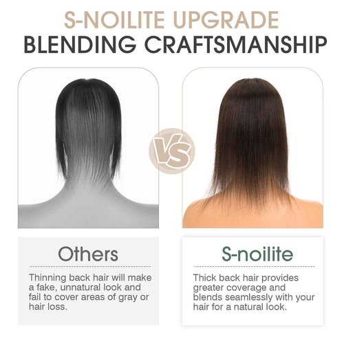S-noilite Real Human Hair Toppers for Women - 100% Real, 2.25"x6" Lace Silk Base, 12" Dark Chocolate Brown