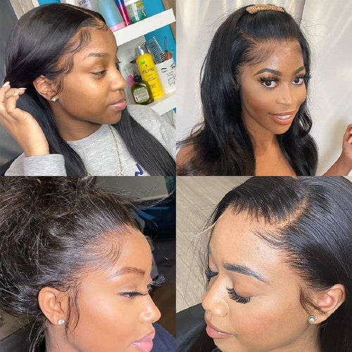 SUNKASA 4x4 Straight Lace Closure Wigs human hair HD Lace Front Wigs Human Hair Pre Plucked with Baby Hair 180 Density 22inch