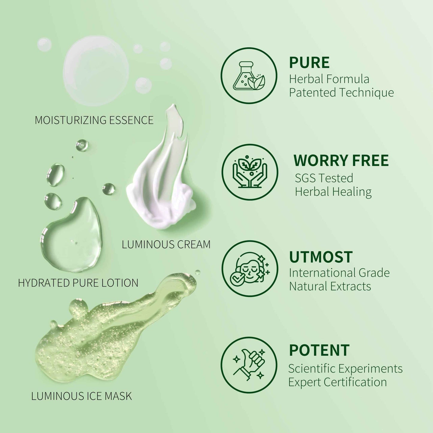 Jovclé Luminous Ice Facial Mask, Hydrating Gel for Sensitive Skin, Herbal-Infused Formula with Centella Asiatica, Astragalus, Ginseng & Osmanthus, 1.69 fl. oz
