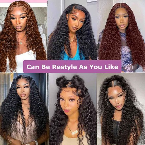 IAMFUPO 26 Inch Lace Front Wigs Human Hair 200 Density HD Frontal Wigs for Women Pre Plucked (Deep Wave, 13x6)