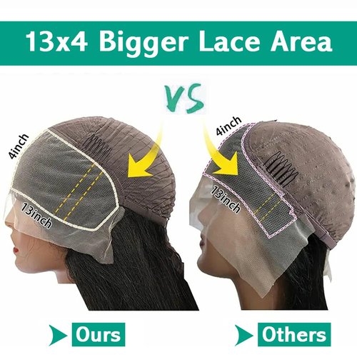 YOUFA 28 Inch Long Body Wave Human Hair Lace Front Wigs Pre Plucked Natural Black Color 13x4 HD Lace Ear to Ear Frontal Wig for Black Women Easy to Style (28 inch)