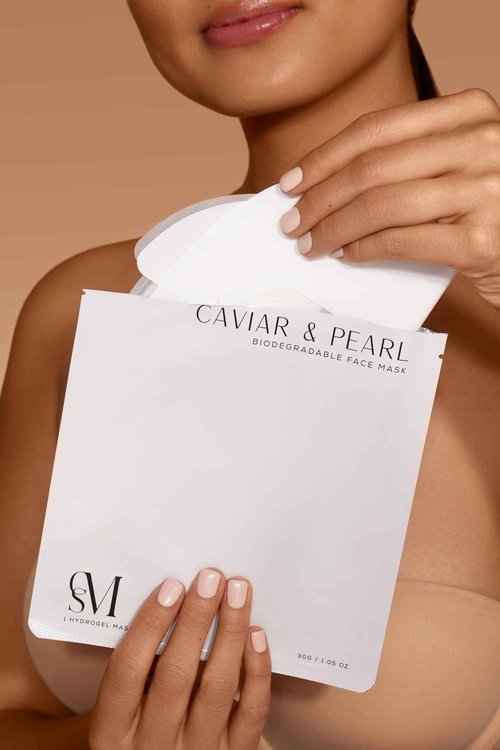 CSM Caviar & Pearl Face Mask – Luminous Hydrated Skin – Reduces Fine Lines & Wrinkles, Brightens Complexion, and Strengthens Skin Barrier – 5 Individually-Wrapped Masks