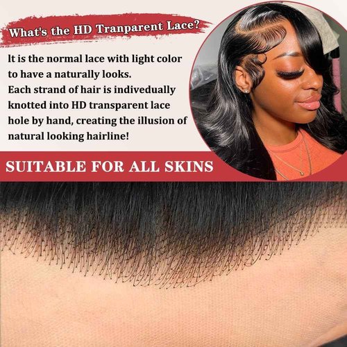 UVVUVV 13x4 Body Wave Lace Front Wigs Human Hair 180 Density 16 Inch Lace Frontal Wigs Human Hair Pre Plucked HD Transparent Short Body Wave Wigs for Women Natural Black Color