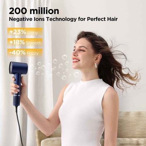 Hair Dryer, 110, 000 RPM Air-Sonic Blow Dryer with High-Speed Brushless Motor, Cool Care Dry Display & 200 Million Negative Ionic, PARWIN PRO BEAUTY 1875W Hairdryer for Home Travel,Prussian Blue