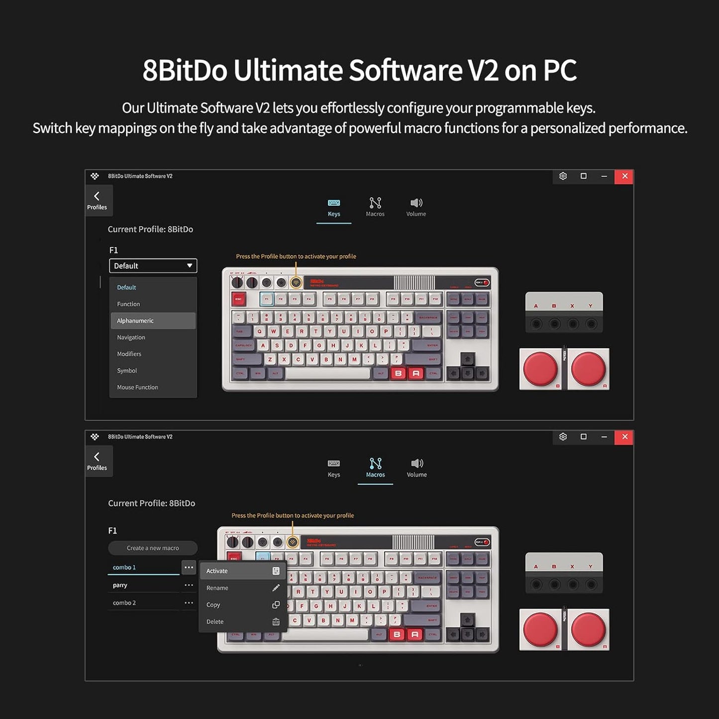 AKNES 8BitDo Retro 108 Mechanical Keyboard, Hot Swappable Gaming Keyboard with 108 Keys, Integrated Numpad, Dual Super Buttons, Bluetooth/2.4G/USB-C for Windows & Android - Fami Edition