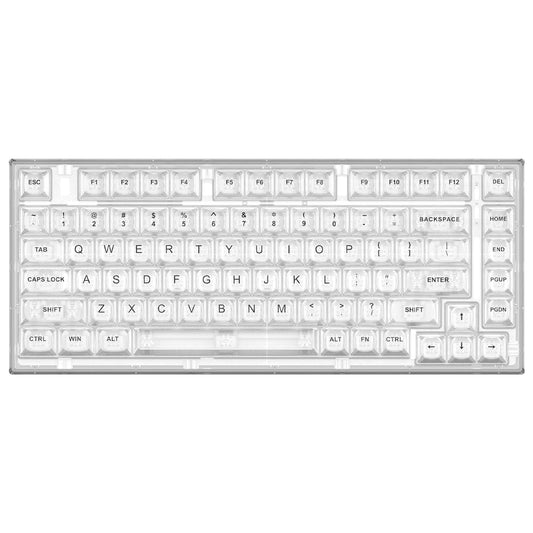 YUNZII X75 82 Key Hot Swappable Mechanical Keyboard with Transparent Keycaps, 75% Layout Gasket Mount RGB Backlit for Windows/Mac (Kailh Jellyfish Switch, Wired-White)