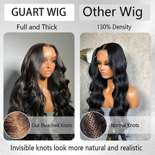 GUART 5x8 Glueless Wigs Human Hair Pre Plucked Pre Cut Body Wave 5x8 Hd Lace Closure Human Hair 180% Density Wear And Go Glueless Wigs Pre Cut(26inch)