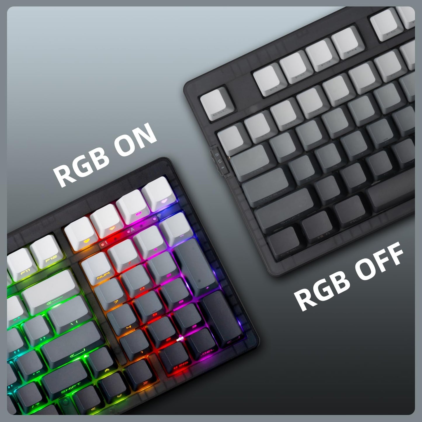 ZORNHER ZH980 Wireless Mechanical Gaming Keyboard,95% Black & White Custom Keyboard with Number Pad,Lighted Up PBT Keycaps,Pre-lubed Silent Switches,Hot-Swappable,RGB Backlit,2.4GHz/USB-C/BT5.0