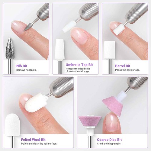 MelodySusie Nail Dust Collector with Reusable Filter with 21pcs Nail Drill Bit Set