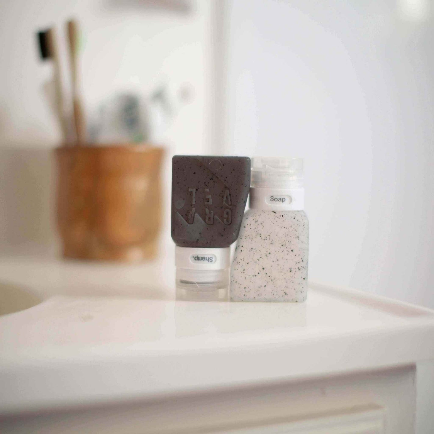 Gravel Silicone Travel Bottles & Explorer PLUS Toiletry Bag – Leakproof, TSA Approved