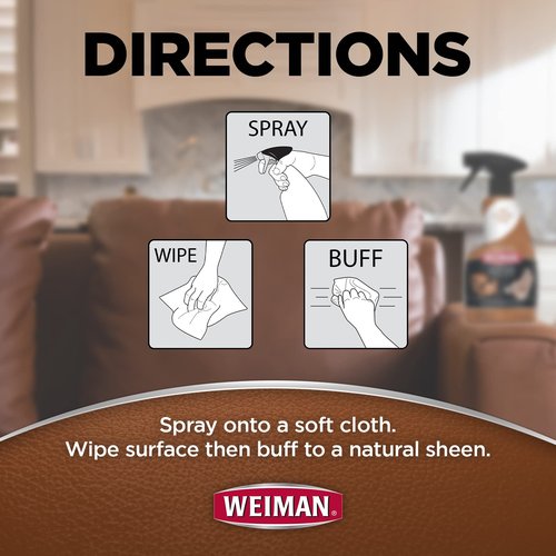 Weiman Leather Cleaner, Polish and Conditioner for Furniture, Car, Purses, Shoes, Boots and Couches- Micro Fiber Towel Included, 22oz