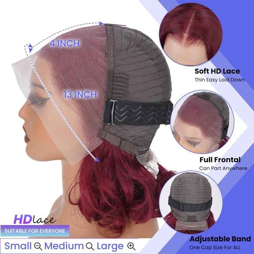 FASCARA human hair wig 26 Inch 13x4 body wave lace front wigs human hair 99J burgundy transparent lace front wigs 180% density pre plucked body wave wig with baby hair