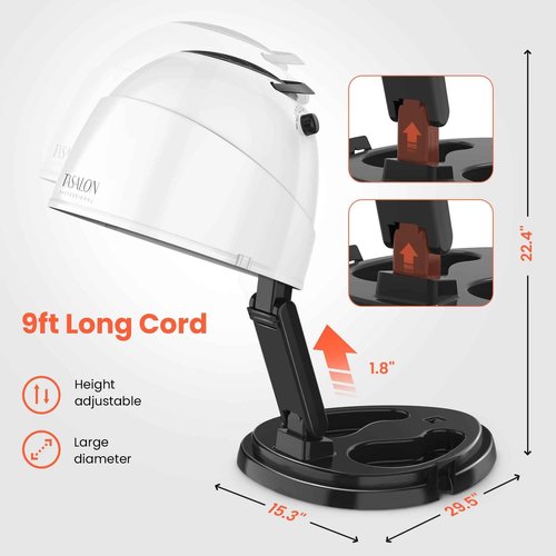 TASALON 1875W Ionic Hooded Hair Dryer Bonnet with 3 Heating Settings, Professional Sit Under Hair Dryers for Women with Ceramic Technology, Portable Hair Dryer with Hood, Hooded Dryer for Home & Salon