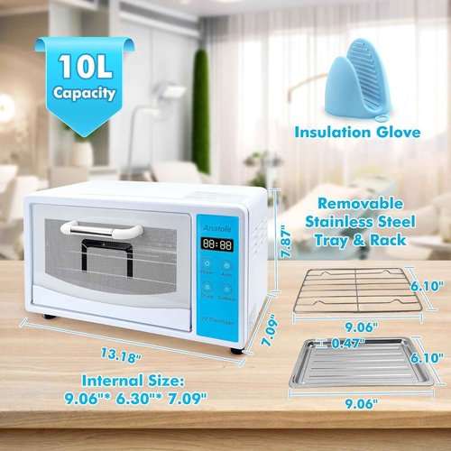 Anatole UV Light Nail Tool Cleaning Machine Dryer 10L Multifunctional Cleaner Box 160W Professional Manicure Tool Cleaning Cabinet with Stainless Steel Tray Rack for Beauty Salon Spa Barber Home 110V