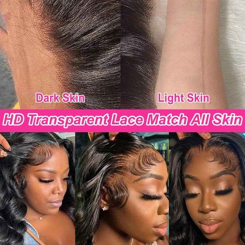 BELE 20 Inch Body Wave Lace Front Wigs Human Hair Pre Plucked With Bleached Knots Glueless 13x4 HD Lace Frontal Wigs 180 Density Natural Color 100% Brazilian Virgin Human Hair Wig For Women