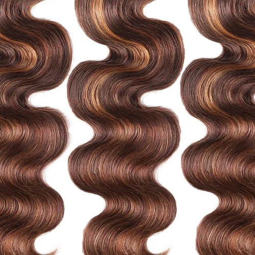 #4 Human Hair Bundles Brown Body Wave Bundles 24 26 28 inch Highlight Bundle Human Hair Ombre Brown Bundle P4/30 Color