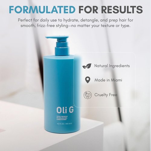 Oli G Total Refresh pH Balancing Hair Conditioner – Lightweight Daily Conditioner for All Hair Types – With Marula Oil, Shea Butter, Botanical Proteins – Detangles, Softens & Smooths – 38.8 fl oz