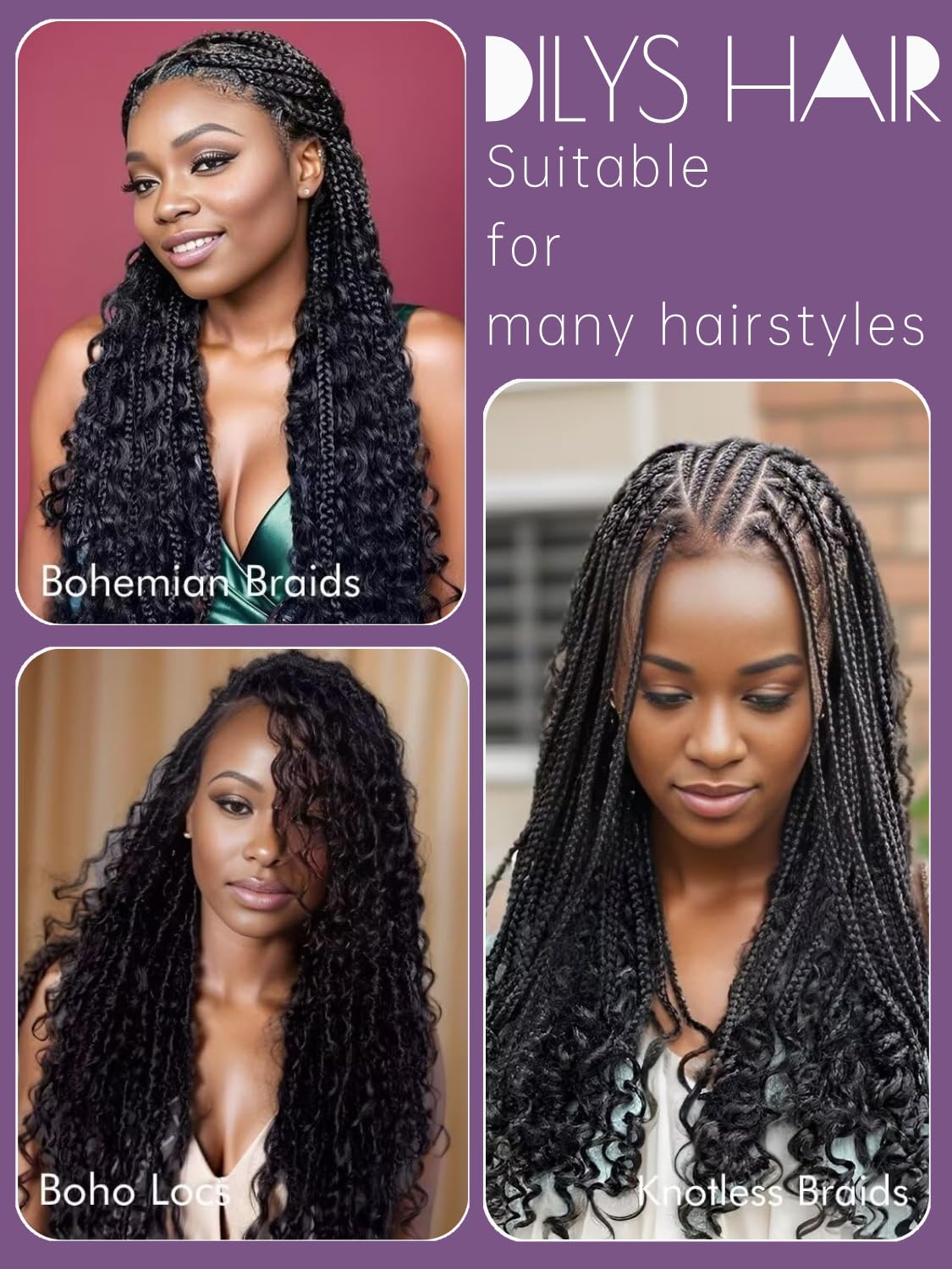 Human Braiding Hair, Boho Braids Human Hair 2 Bundles 100g 24 Inch Water Wave Bulk Human Hair for Braiding No Weft 12A Brazilian Virgin Curly Human Hair Extensions for Wet and Wavy Braiding Hair