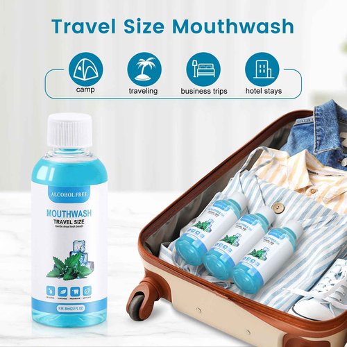 100 pcs Travel Size Mouthwash Bulk, 80ml/2.7fl oz, Fresh Mint Portable Mini Mouthwash Individual Bottles for Travel Toiletry Kits