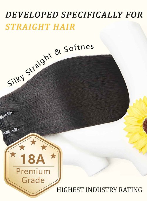 mlip Raw Indian Hair Bundle Straight, Enhanced Quality Bundle, 18A Virgin Hair 18 inches, No Tangle Shedding, Triple the Lifespan, Keep Texture Silky Soft After Multiple Washes, Natural Color