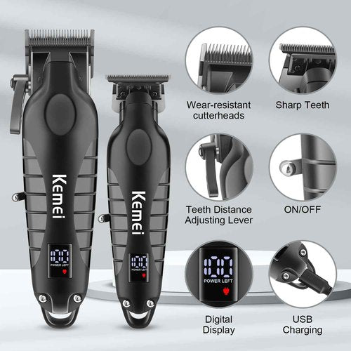 KEMEI Professional Cordless Hair Clippers, Hair Trimmer, Electric Beard Shaver Set for Men, Electric Barber Clipper Beard Trimmer, Rechargeable Fade Clipper Haircutting Kit, KM-2290, KM-2293, KM-1102