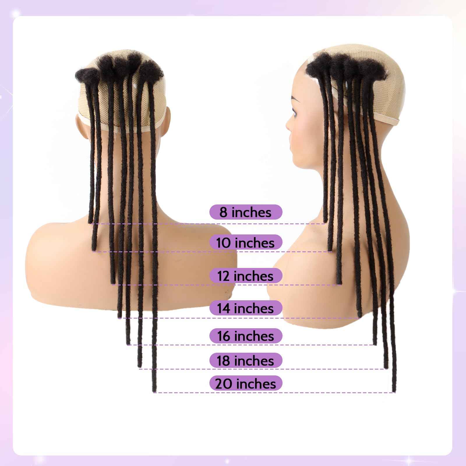 Loc Extensions Human Hair 0.4cm&0.6 cm&0.8cm width 4-18inch 10, 20, 40, 100 strands 100% Human Hair Locs Extensions for Men Women Natural Dreadlocks Can Be Dyed Bleached Curled 0.6cm 10inch 30 Strands