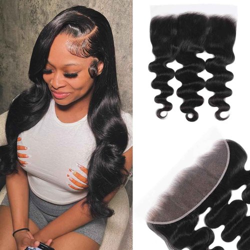 Anknia 13x4 SKINLIKE Real HD Lace Frontal Only Human Hair 13x4 Body Wave Frontal Closure 0.10mm Ultra Thin Invisible Lace Pre-plucked Melted Hairline Natural Black 18 Inch