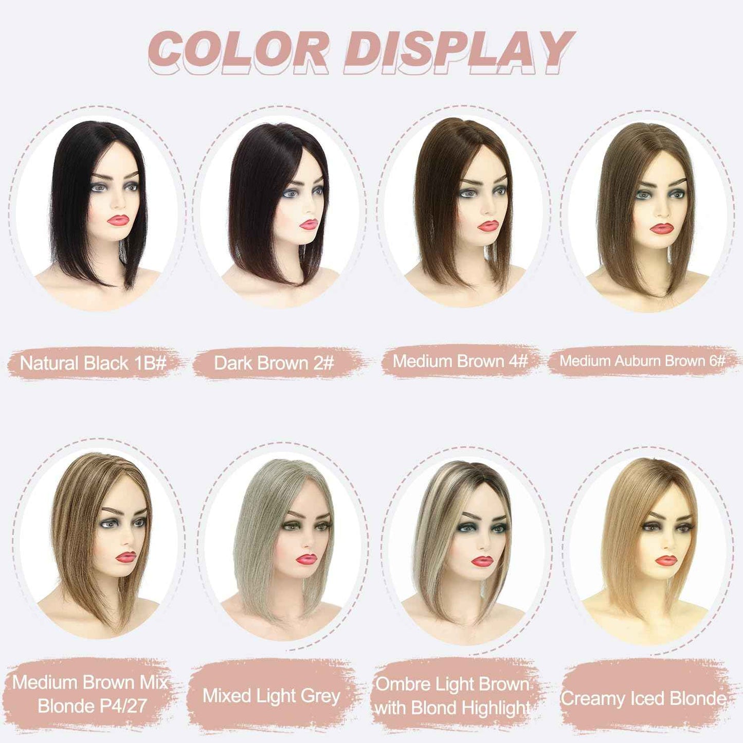 GULALUUK Hair Toppers for Women Human Hair Toppers Handmade Upgrade 10 * 12 cm Larger Swiss Base Wiglets Remy HairToppers 12 Inch HairToppers for Thining HairLoss Cover GrayHair 40g Ombre Light Brown