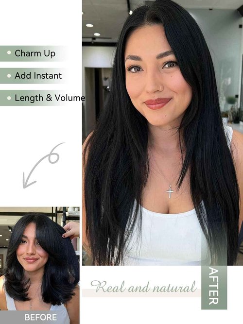 BELLECHO Clip in Hair Extensions Real Human Hair 18 Inch 120g 7Pcs – 100% Remy, Double Drawn Ends for Full Volume, Jet Black Clip ins for Women, Soft Feel & Natural Look