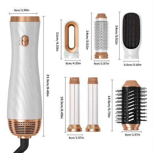 6 in 1 Blow Dryer Brush, Detachable Hair Dryer Brush Air Curler Air Styler Wrap, Curly Twist Hot Curling Iron, Blow Dryer Hot Styler Negative Ion, Travel Hair Styling Tool