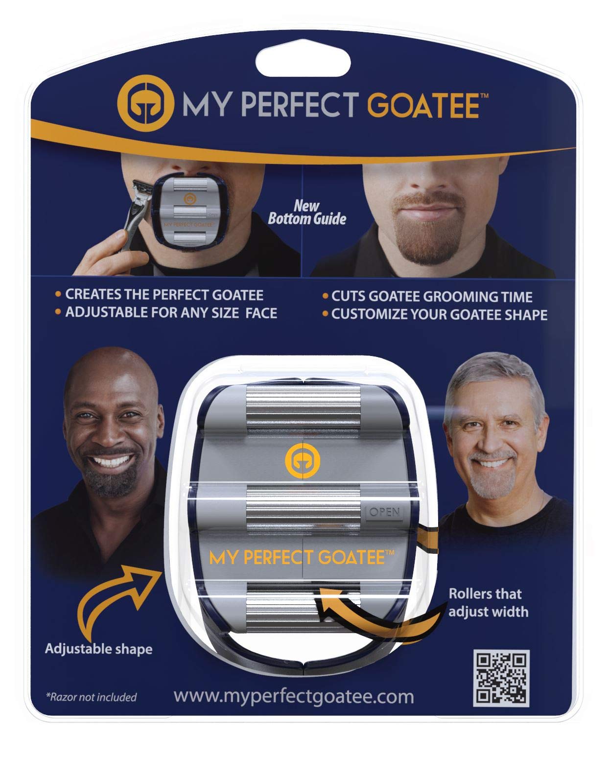 My Perfect Goatee® 13-in-1 Adjustable Beard Trimmer & Goatee Shaving Template for Men - Cordless Beard Grooming Kit for Detailed or Precise Trim W/LED Battery Charge Indicator