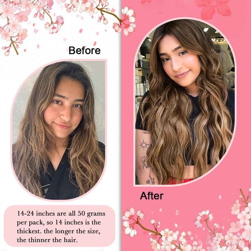 Kpvxxve 24 Inch Human Hair Extensions Micro Beads Hair Extensions Ombre Remy Human Hair Brown with Bleach Blonde Micro Loop Human #4/613 Microbeads Hair 50g 1g/s