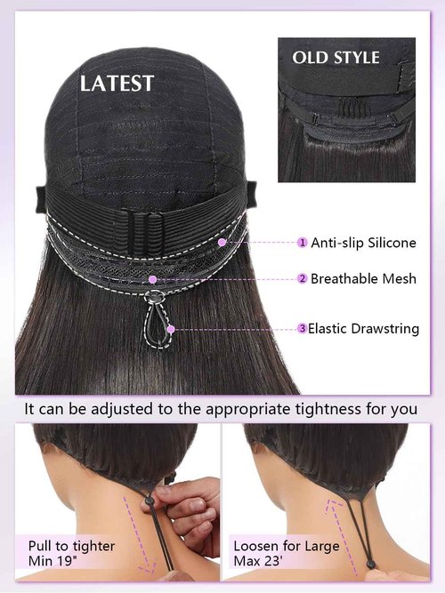 Xinjiju Bob Glueless Wigs Human Hair Pre Plucked Pre Cut 6x4 HD Lace Front Wigs Wear and Go Short Straight Bob Wigs for Black Women 150% Density Natural Black for Daily Use 14 Inch