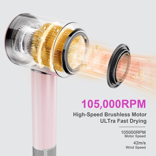 Leheyhey Hair Dryers for Women, Fast Drying 1300W Ionic Hair Blow Dryer for Styling Curly Straight Hair,Professional Low Noise Lightweight Design for Home Travel (Pink)